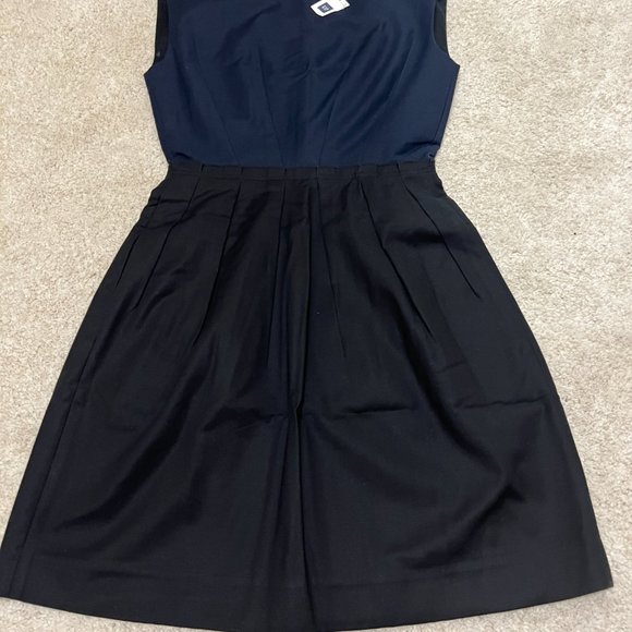 Gap Dress Size 0 A Line Navy Blue Black Colorblock Sleeveless Boat Neck NWT - Picture 4 of 10